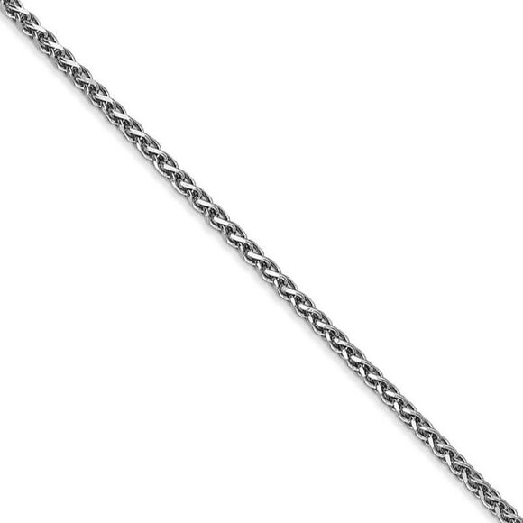 1.8mm 14k White Gold D/C SolidSpiga Chain Necklace 18 Inch
